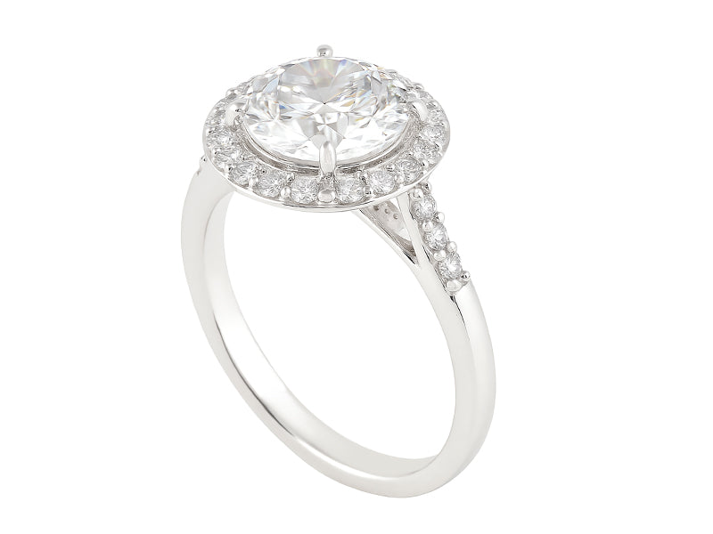3 CT Lab Grown Diamond Platinum Alternative Round Halo engagement ring