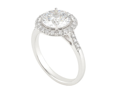 3 CT Lab Grown Diamond Platinum Alternative Round Halo engagement ring