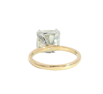 5.02 CT Cushion Cut Lab Grown Diamond Solitaire Ring in 14K Yellow Gold