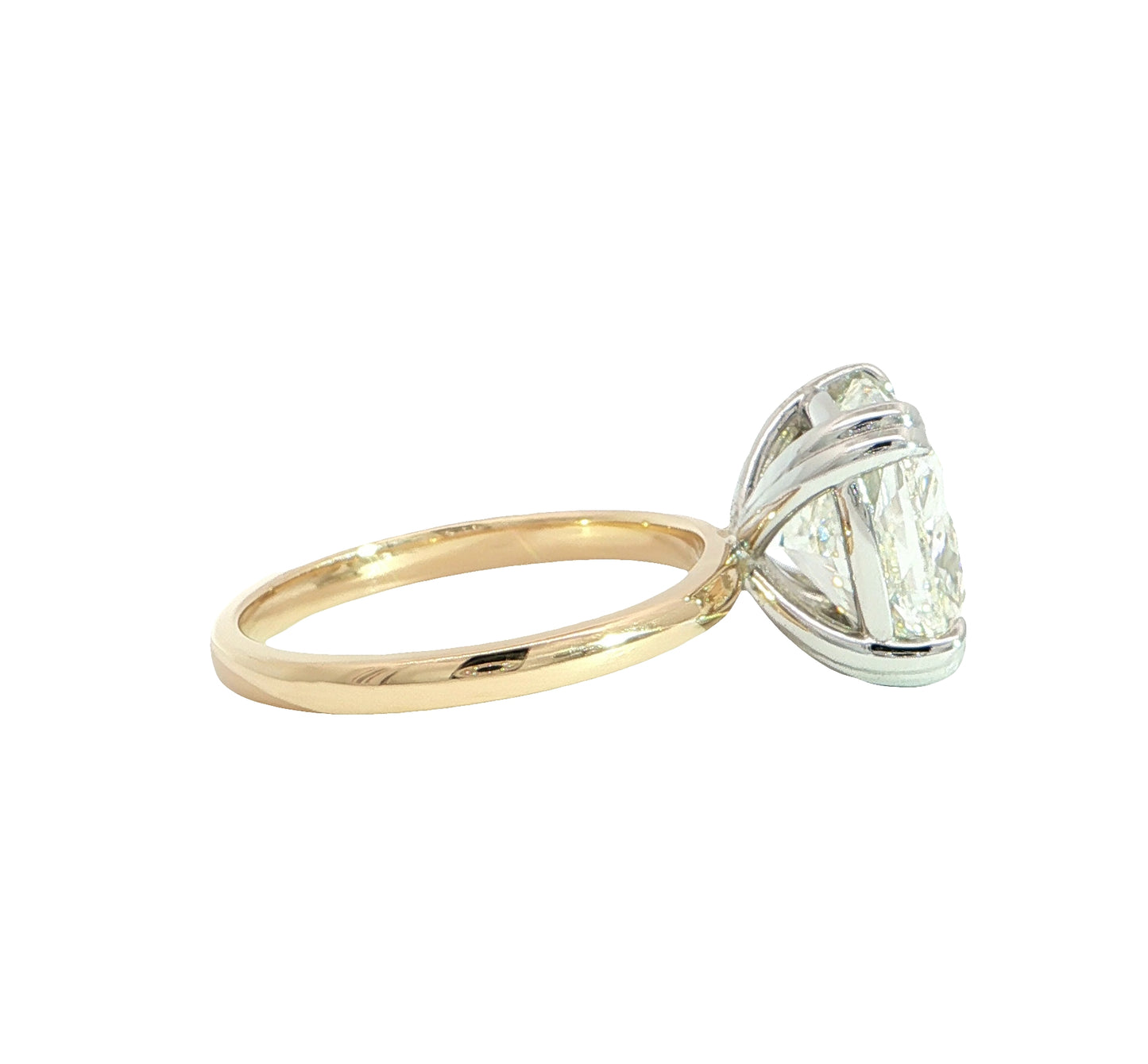 5.02 CT Cushion Cut Lab Grown Diamond Solitaire Ring in 14K Yellow Gold