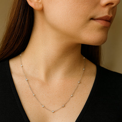 3 CTW Lab Grown Diamond Bezel Necklace – 14 Stones