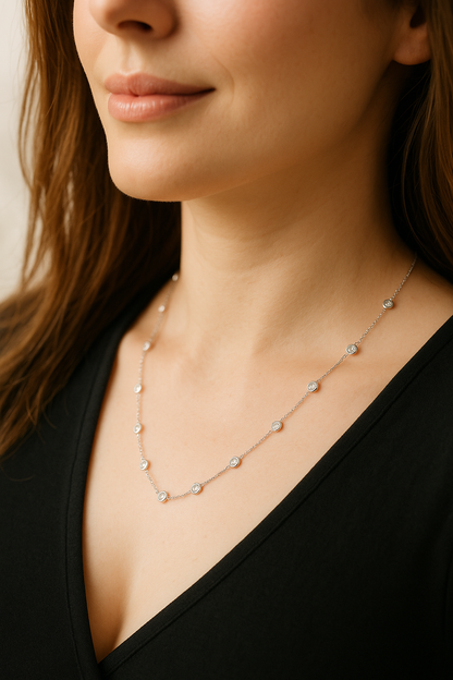 3 CTW Lab Grown Diamond Bezel Necklace – 14 Stones