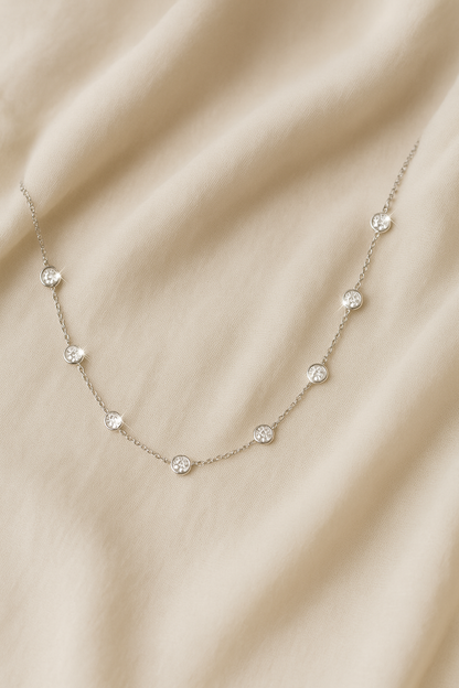 3 CTW Lab Grown Diamond Bezel Necklace – 14 Stones