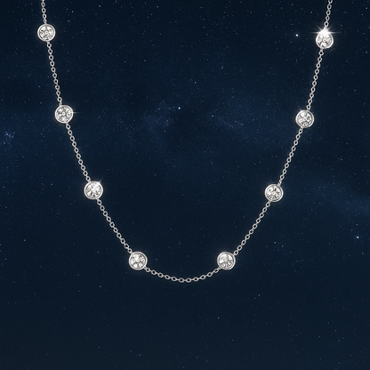 3 CTW Lab Grown Diamond Bezel Necklace – 14 Stones