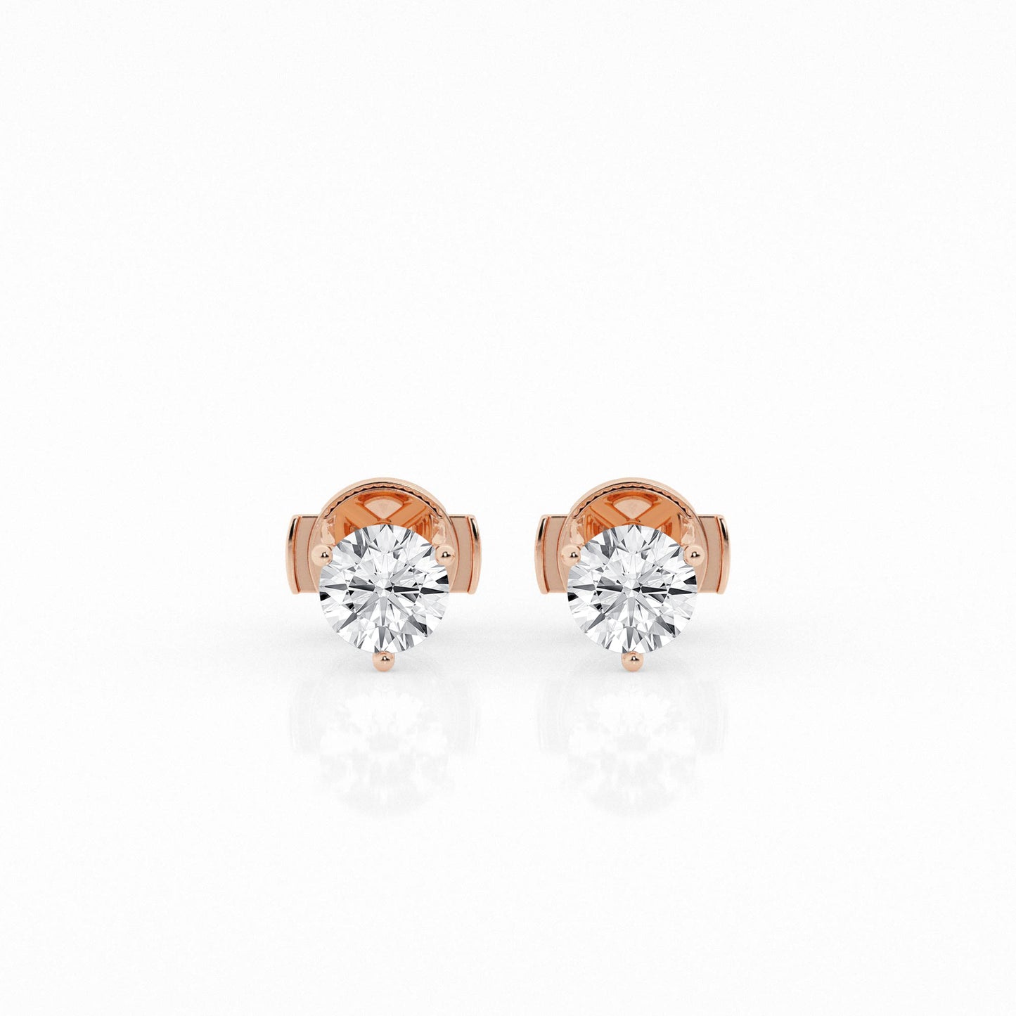 1 CTW Lab Grown Round Diamond Martini Stud Earrings – Three-Prong Setting