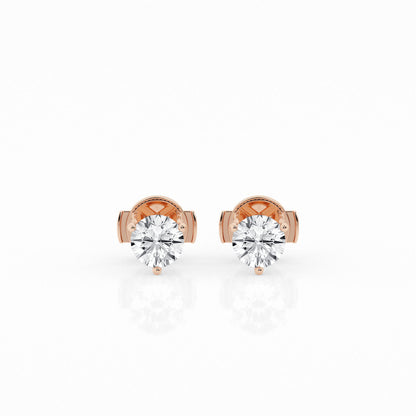 1 CTW Lab Grown Round Diamond Martini Stud Earrings – Three-Prong Setting
