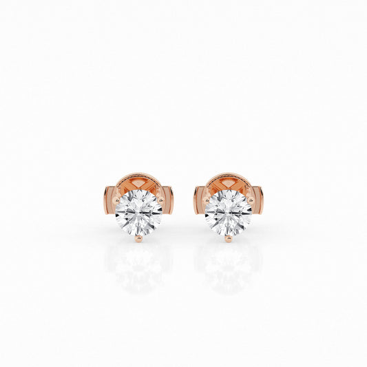 1 CTW Lab Grown Round Diamond Martini Stud Earrings – Three-Prong Setting