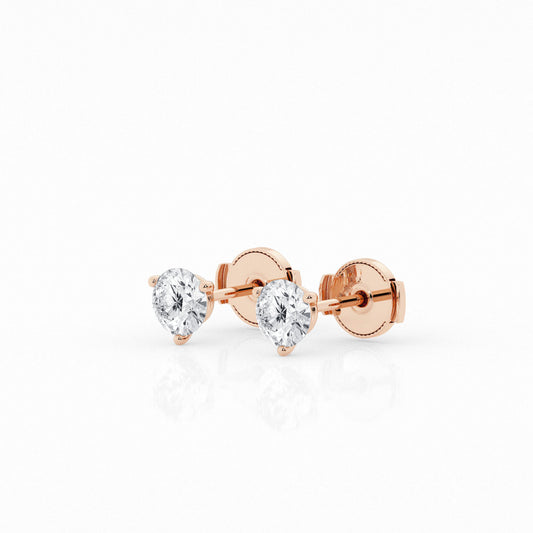 1 CTW Lab Grown Round Diamond Martini Stud Earrings – Three-Prong Setting
