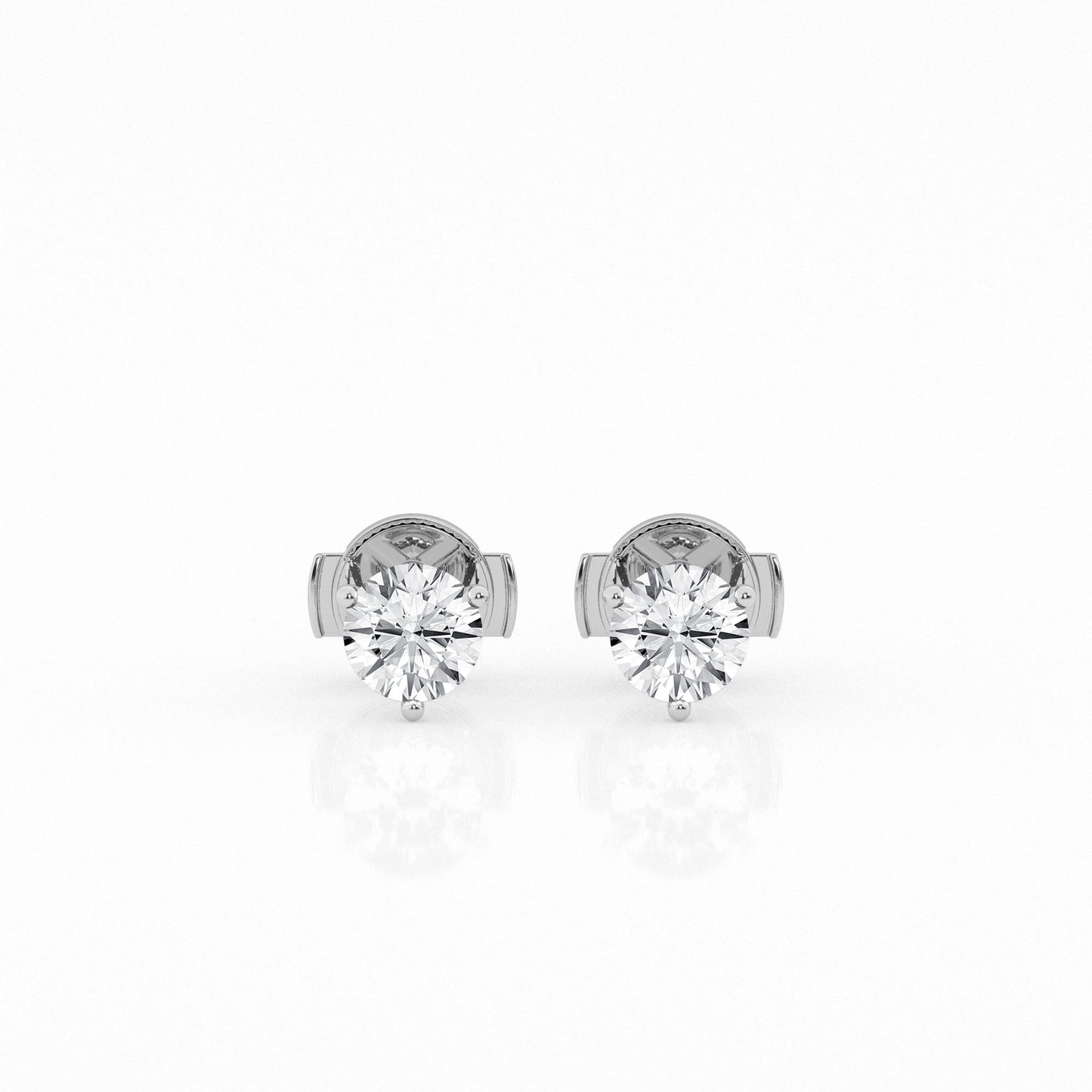 1 CTW Lab Grown Round Diamond Martini Stud Earrings – Three-Prong Setting