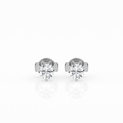 1 CTW Lab Grown Round Diamond Martini Stud Earrings – Three-Prong Setting