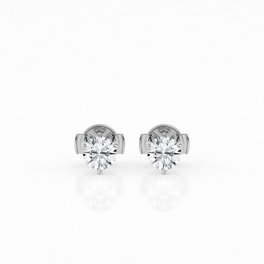 1 CTW Lab Grown Round Diamond Martini Stud Earrings – Three-Prong Setting