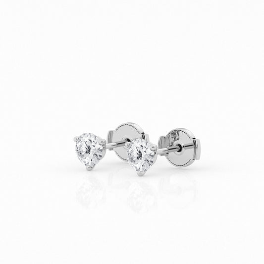 1 CTW Lab Grown Round Diamond Martini Stud Earrings – Three-Prong Setting