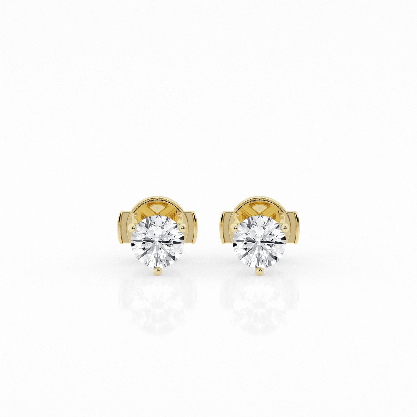 1 CTW Lab Grown Round Diamond Martini Stud Earrings – Three-Prong Setting