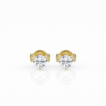 1 CTW Lab Grown Round Diamond Martini Stud Earrings – Three-Prong Setting