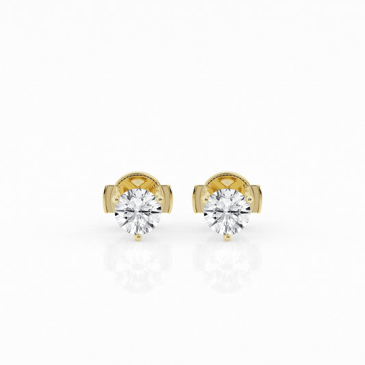 1 CTW Lab Grown Round Diamond Martini Stud Earrings – Three-Prong Setting