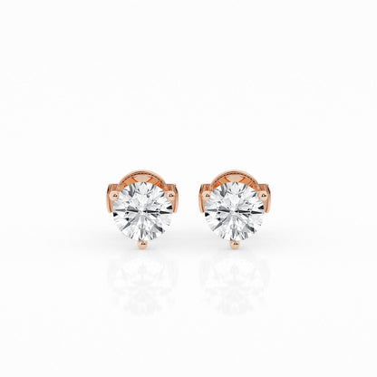 2 CTW Lab Grown Round Diamond Martini Stud Earrings – Three-Prong Setting