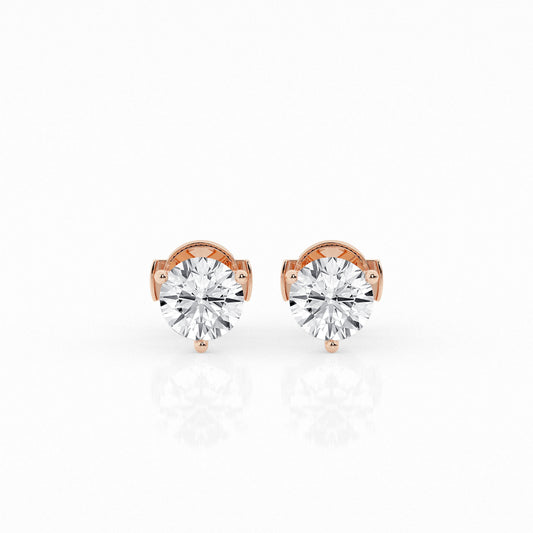 2 CTW Lab Grown Round Diamond Martini Stud Earrings – Three-Prong Setting
