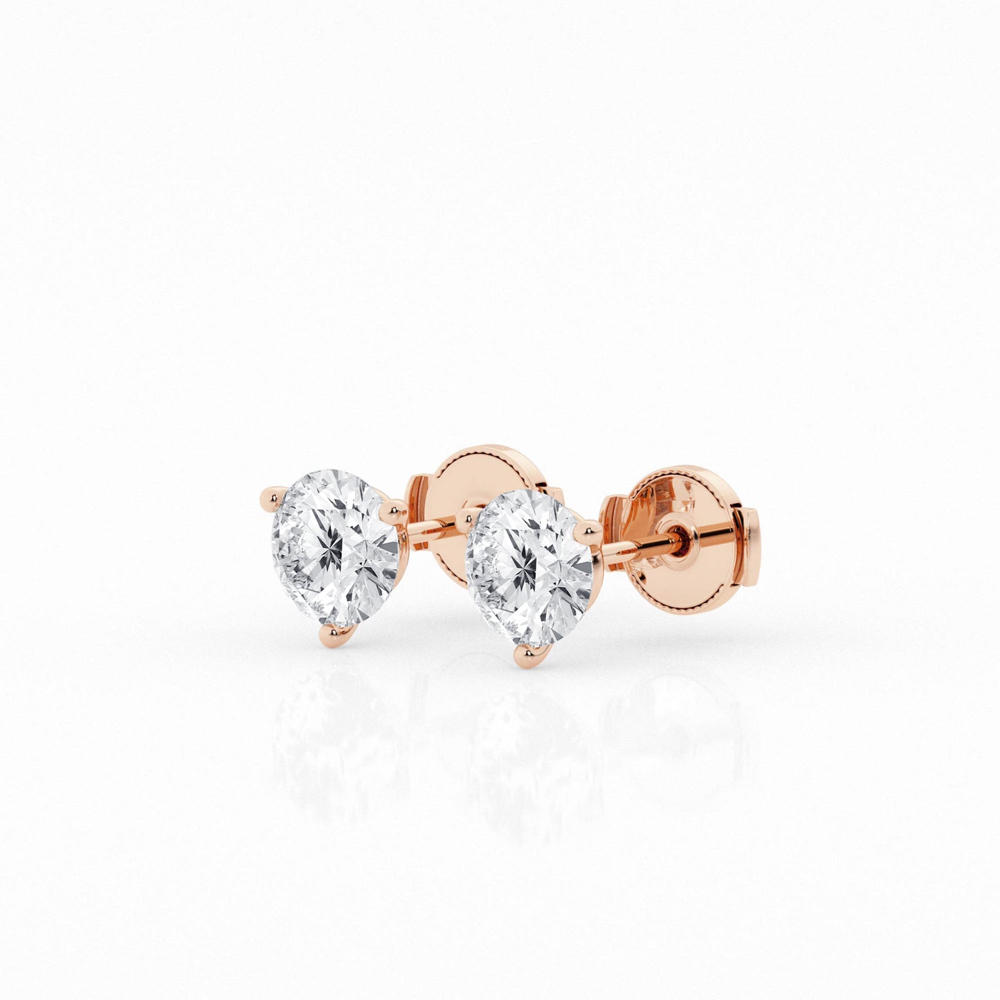 2 CTW Lab Grown Round Diamond Martini Stud Earrings – Three-Prong Setting