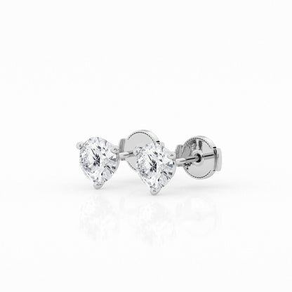 2 CTW Lab Grown Round Diamond Martini Stud Earrings – Three-Prong Setting