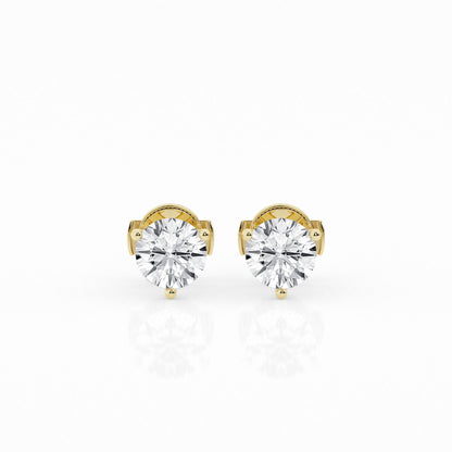 2 CTW Lab Grown Round Diamond Martini Stud Earrings – Three-Prong Setting