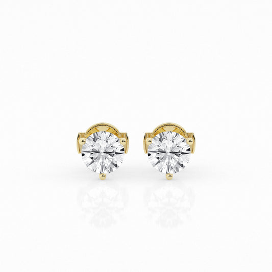 2 CTW Lab Grown Round Diamond Martini Stud Earrings – Three-Prong Setting