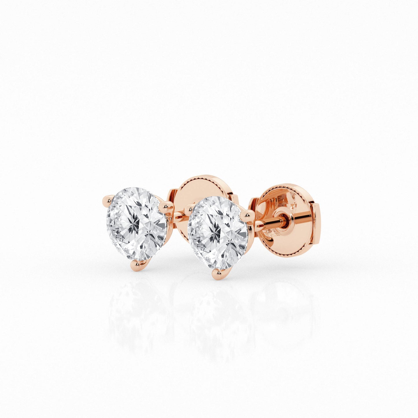 3 CTW Lab Grown Round Diamond Martini Stud Earrings – Three-Prong Setting