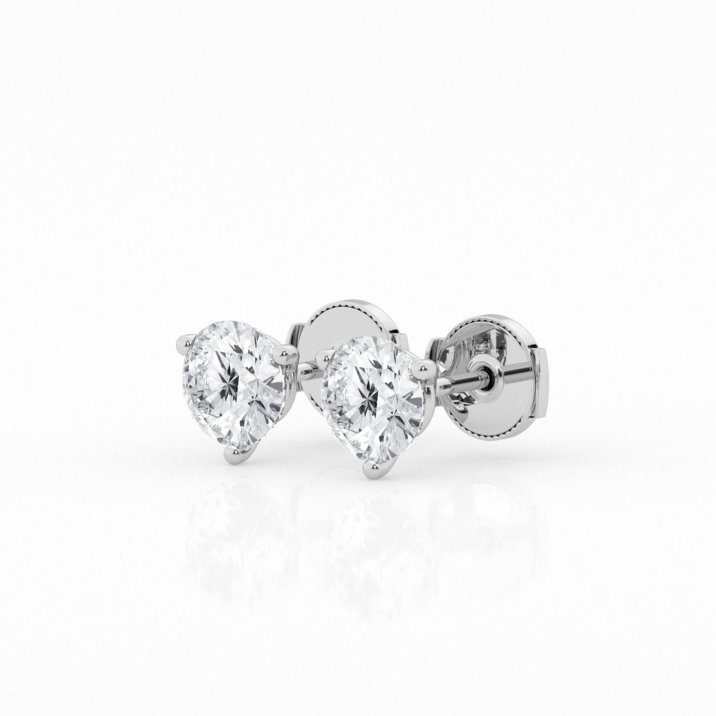 3 CTW Lab Grown Round Diamond Martini Stud Earrings – Three-Prong Setting