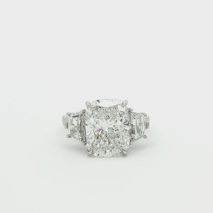 5 CT Cushion Cut Diamond Multistone Platinum Ring