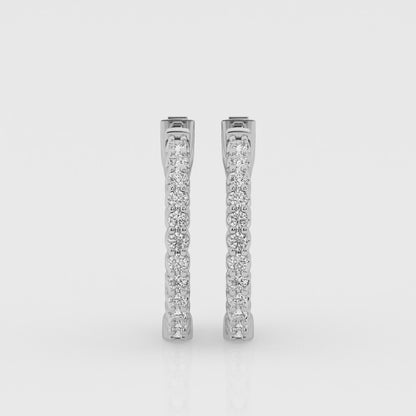 1 CTW Lab Grown Round Diamond Inside Out Hoop Earrings