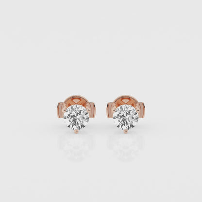 1 CTW Lab Grown Round Diamond Martini Stud Earrings – Three-Prong Setting