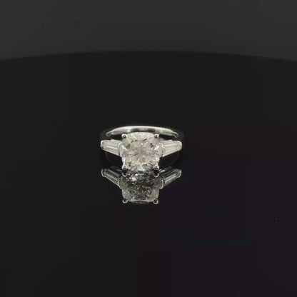 3.5 CTW - Cushion Lab Grown Diamond Three-Stone Ring